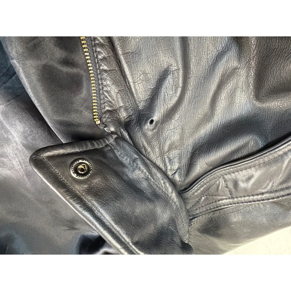 Banana Republic Vintage Leather Bomber Flight Jacket Black Size 44 Safari Travel